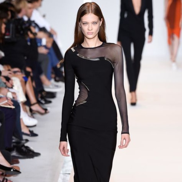 Mugler Runway Black Chain Link Cut-Out Sheet Dress - Picture 3 of 16